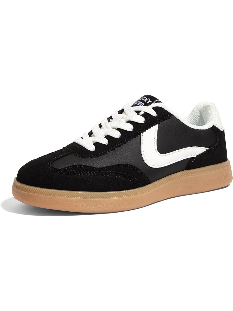 Women's Black Slip On Lace Up Lightweight Cushioned Fashion Sneakers